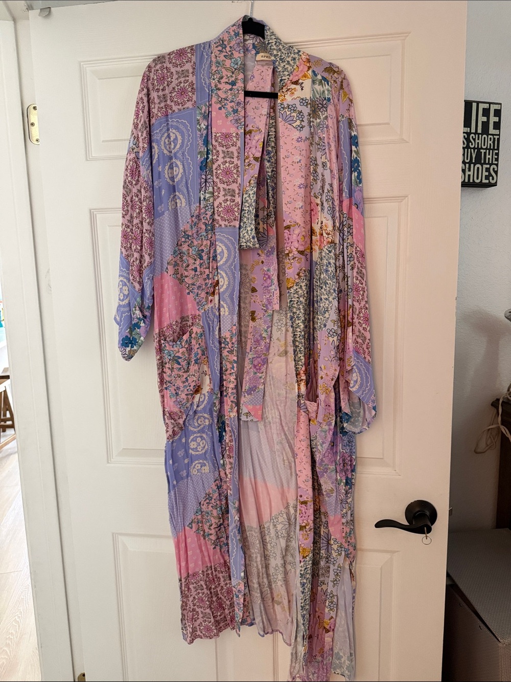 Spell Patchwork Floral Kimono Robe in Pink & Lavender
